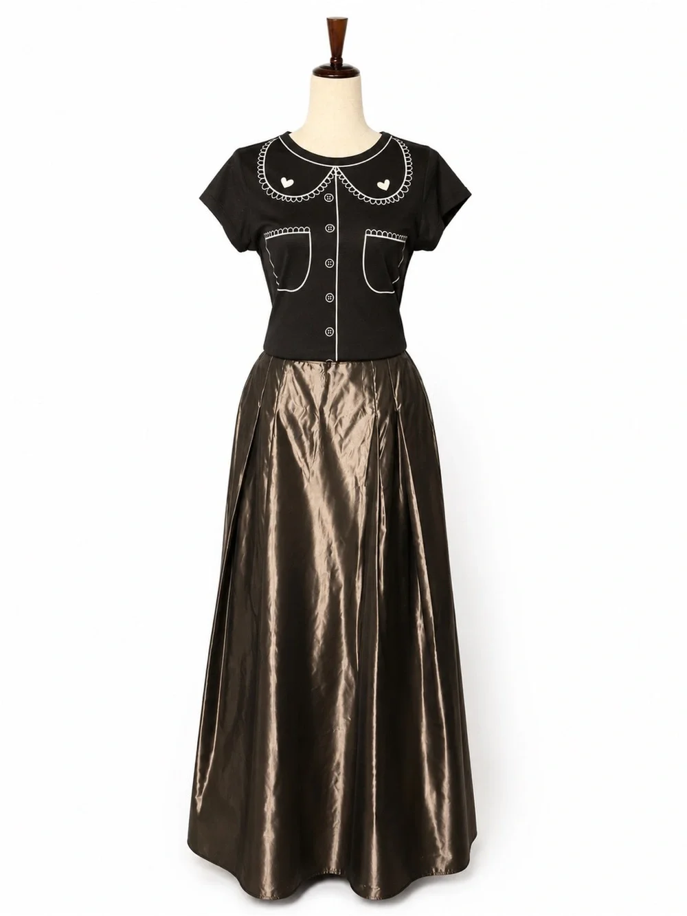 Y2K Scott MClintock satin taffeta grey metallic evening skirt- S
